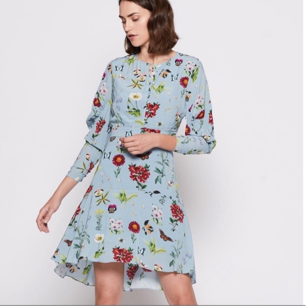 NWT Joie Tamrice Robins Egg Floral Hi Low Dress Size 0